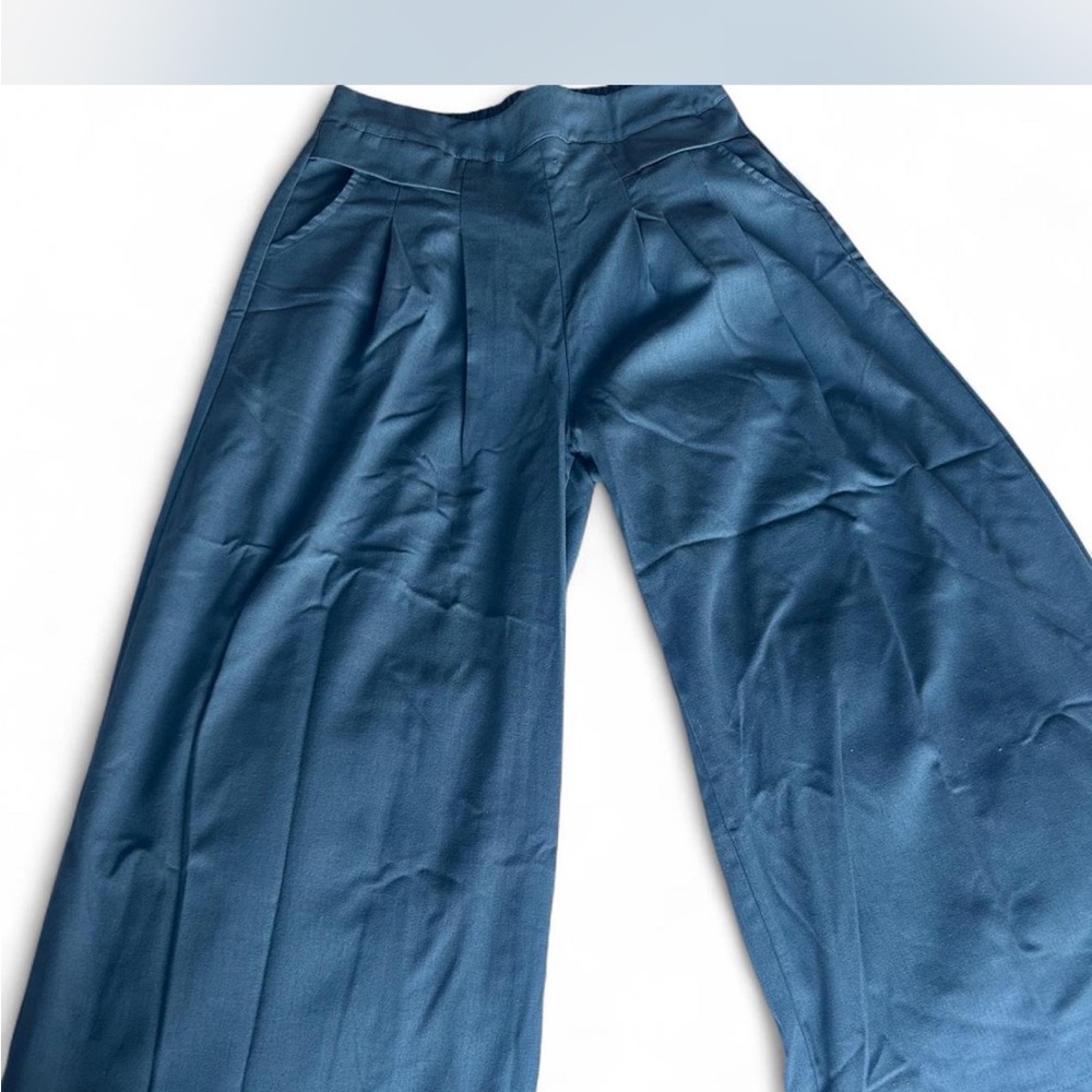 Stylish Blue Wide-Leg Pants